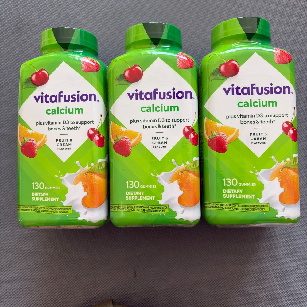 Vitafusion Calcium 500mg Gummy Vitamins with Vitamin D3 3 Pack 390 Count 08/2027
